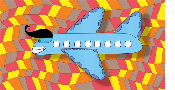 Happy Airplane on colorful abstract backgroun