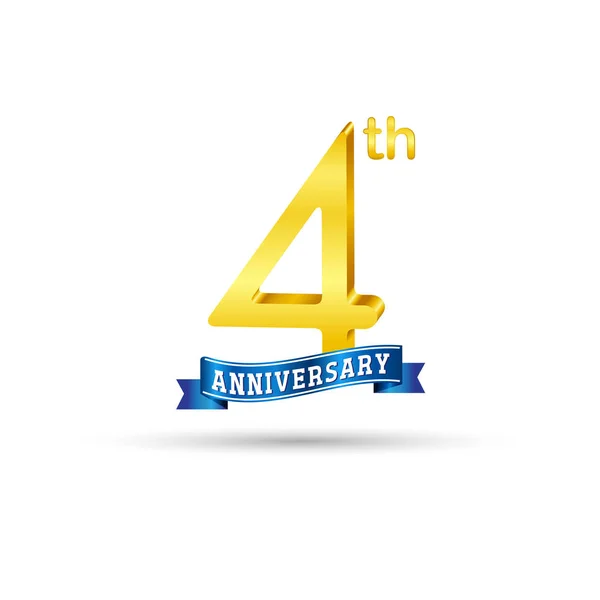 Logotipo Del Aniversario Años Con Cinta Azul Aislada Sobre Fondo — Vector de stock