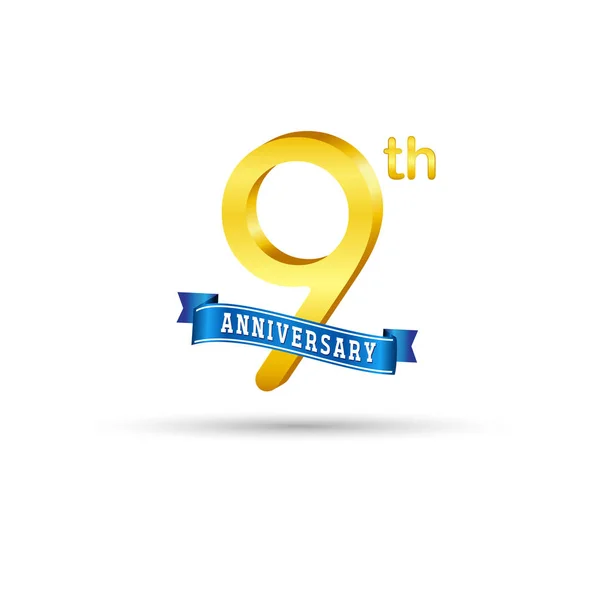 Jahre Jubiläum Logo Mit Blauem Band Isoliert Auf Weißem Hintergrund — Stockvektor