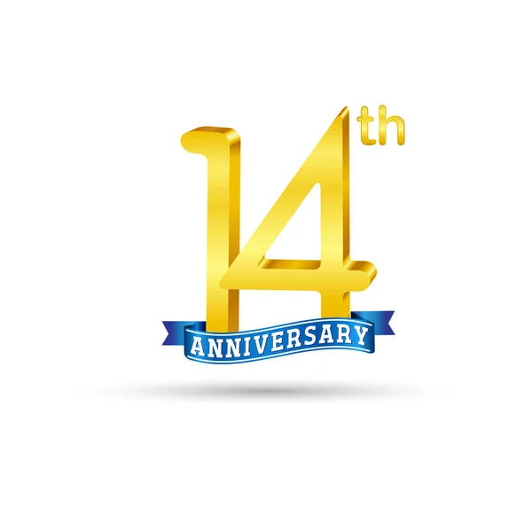 Anos Logotipo Aniversário Com Fita Azul Isolada Fundo Branco — Vetor de Stock
