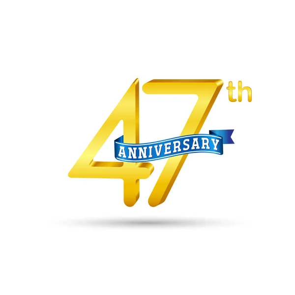 Logo Del Aniversario Años Con Cinta Azul Aislada Sobre Fondo — Vector de stock