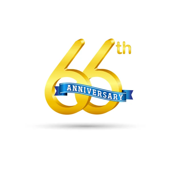 Ans Logo Anniversaire Avec Ruban Bleu Isolé Sur Fond Blanc — Image vectorielle