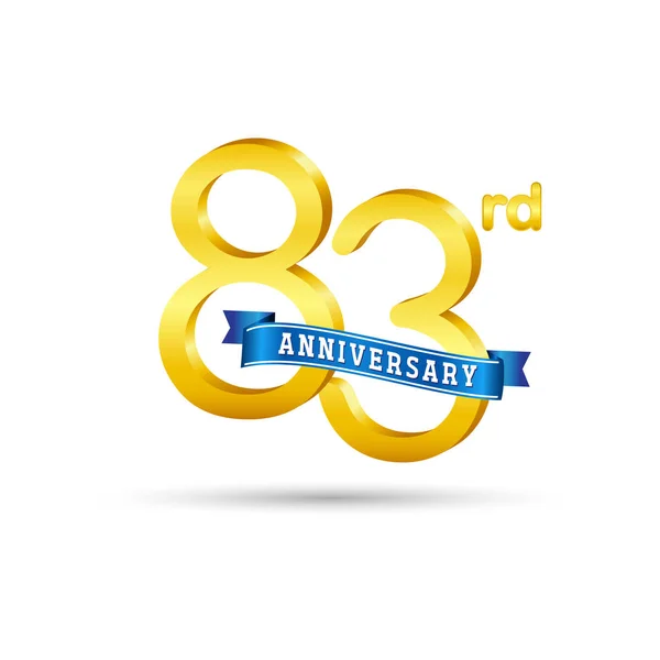 Years Anniversary Logo Blue Ribbon Isolated White Background — Stock Vector