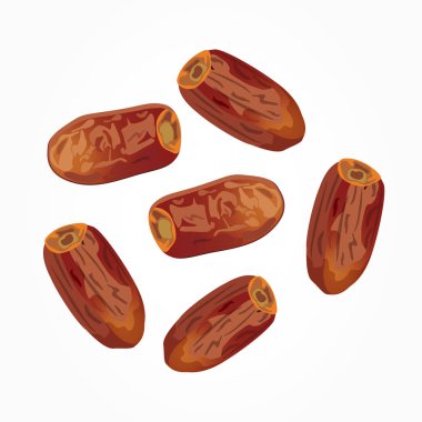 Beyaz arka plan üzerinde izole kurutulmuş tarihleri. ramazan iftar yemeği.