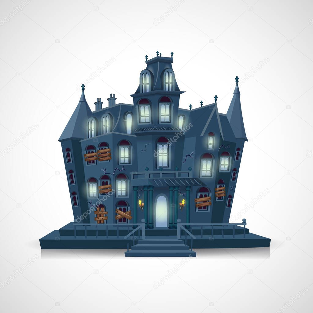 Happy Halloween Haunted House Isolated On White Background Premium Vector In Adobe Illustrator Ai Ai Format Encapsulated Postscript Eps Eps Format