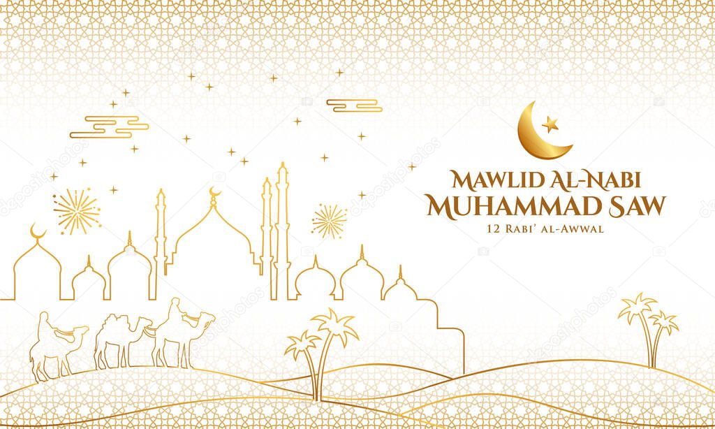 Mawlid Al Nabi Muhammad Translation Prophet Muhammad S Birthday Suitable For Greeting Card Flyer And Banner 399653542 Larastock