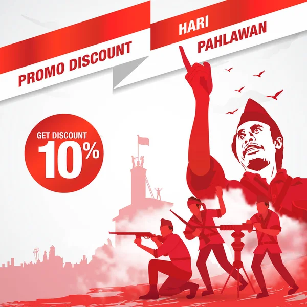 Selamat Hari Pahlawan Nasional Översättning Happy Indonesian National Heroes Day — Stock vektor