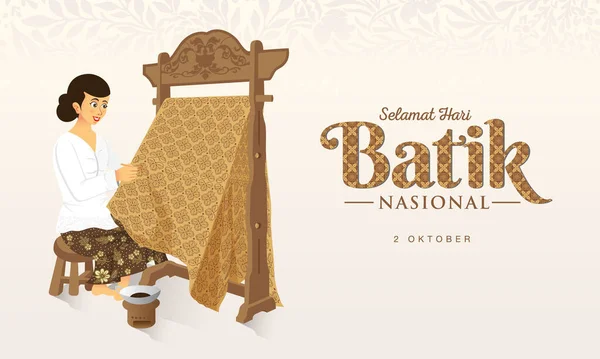 Indonesiska Holiday Batik Day Illustration Översättning Oktober Happy National Batik — Stock vektor