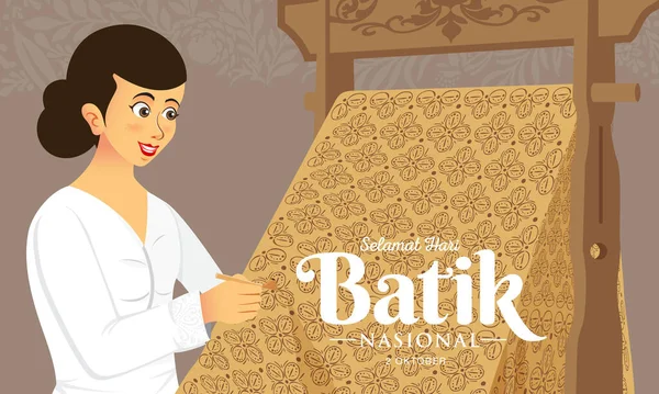 Indonesian Holiday Batik Day Illustration Traducción Octubre Feliz Día Nacional — Vector de stock