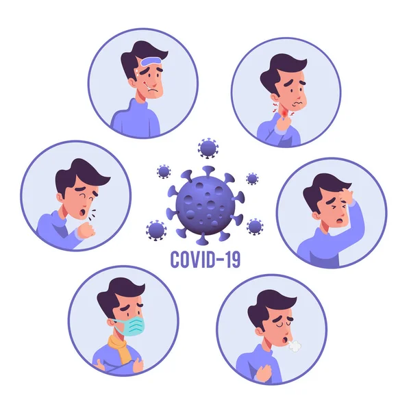 Ilustração Dos Sintomas Vírus Corona —  Vetores de Stock