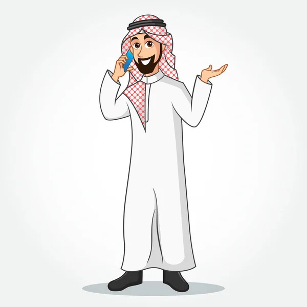 Arabe Homme Affaires Personnage Bande Dessinée Dans Les Vêtements Traditionnels — Image vectorielle