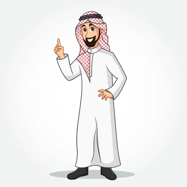 Arabe Homme Affaires Personnage Bande Dessinée Dans Les Vêtements Traditionnels — Image vectorielle