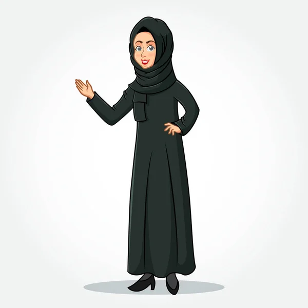 Arap Kadını Çizgi Film Karakteri Geleneksel Giysiler Içinde — Stok Vektör