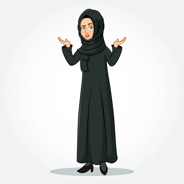 Árabe Empresaria Personaje Dibujos Animados Ropa Tradicional Con — Vector de stock
