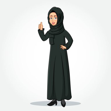 Arap iş kadını çizgi film karakteri geleneksel kıyafet verme 