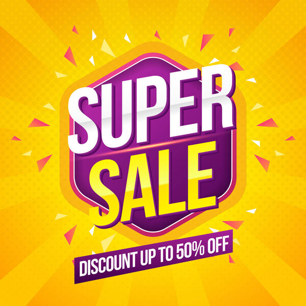 Super Sale modern Banner design template on yellow background