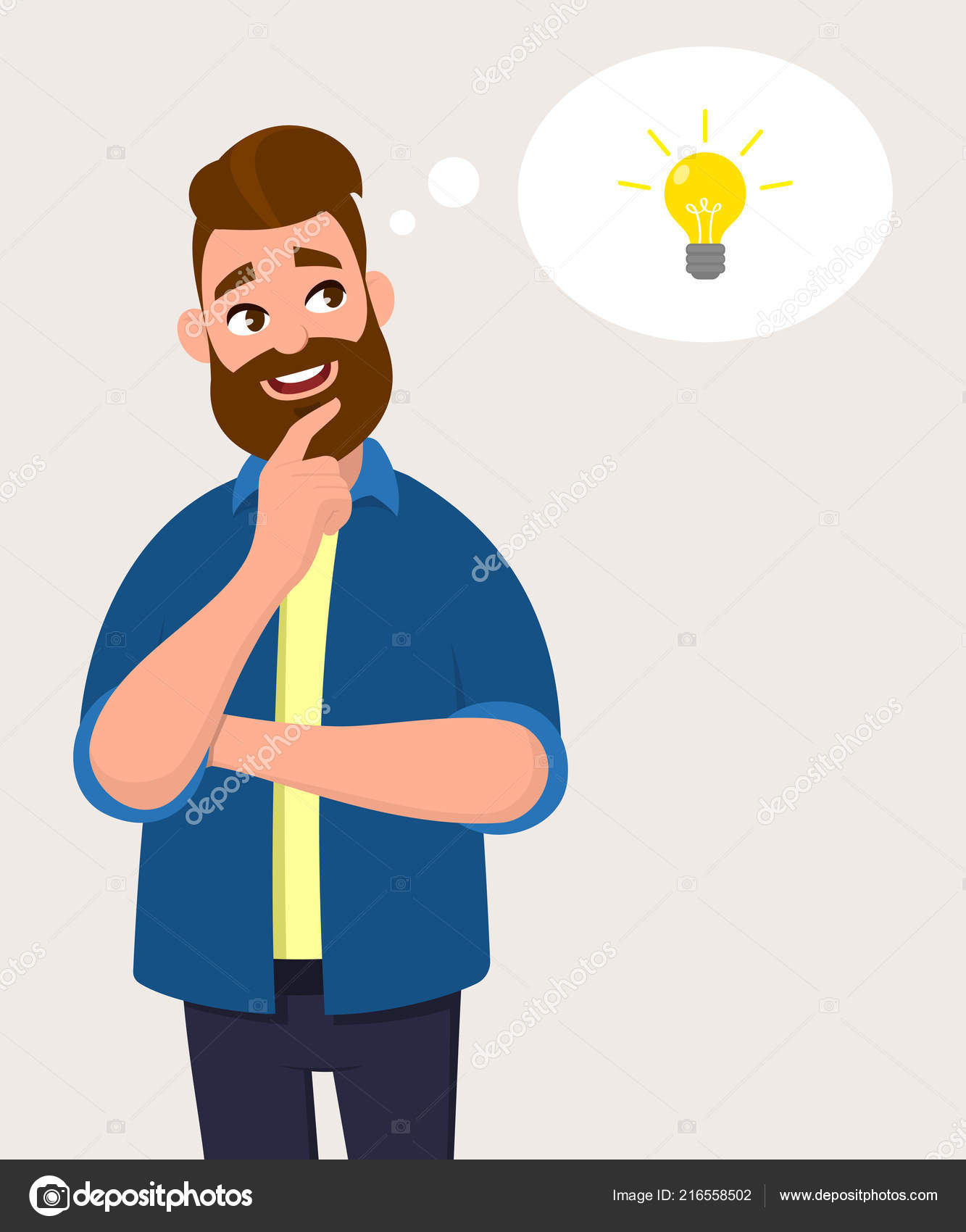væv adgang Edition Man Thinking Bulb Icon Symbol Smile Idea Innovation Initiation Concept  Stock Vector by ©mathibfa 216558502