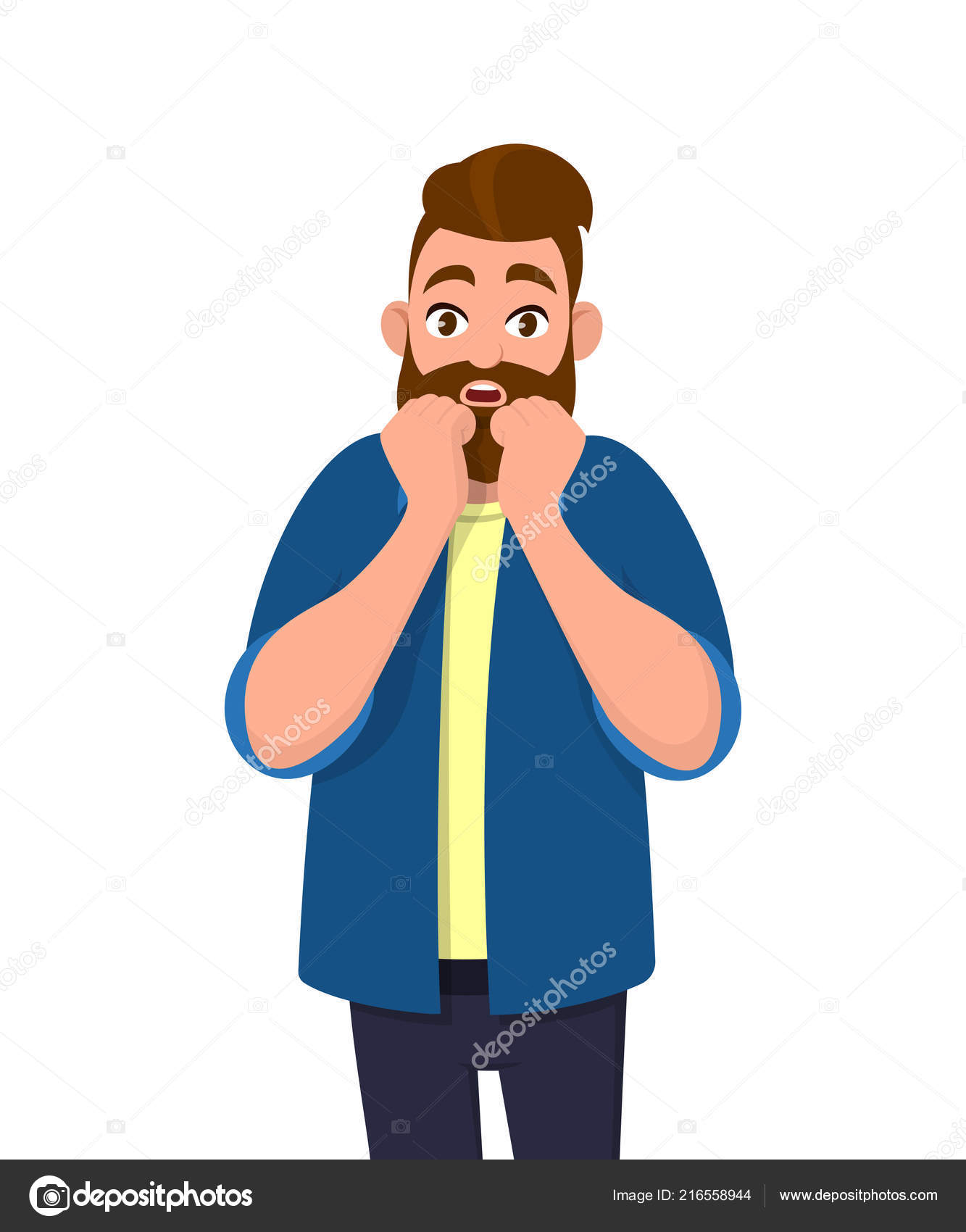 Scared face cartoon man gesture 26803724 PNG