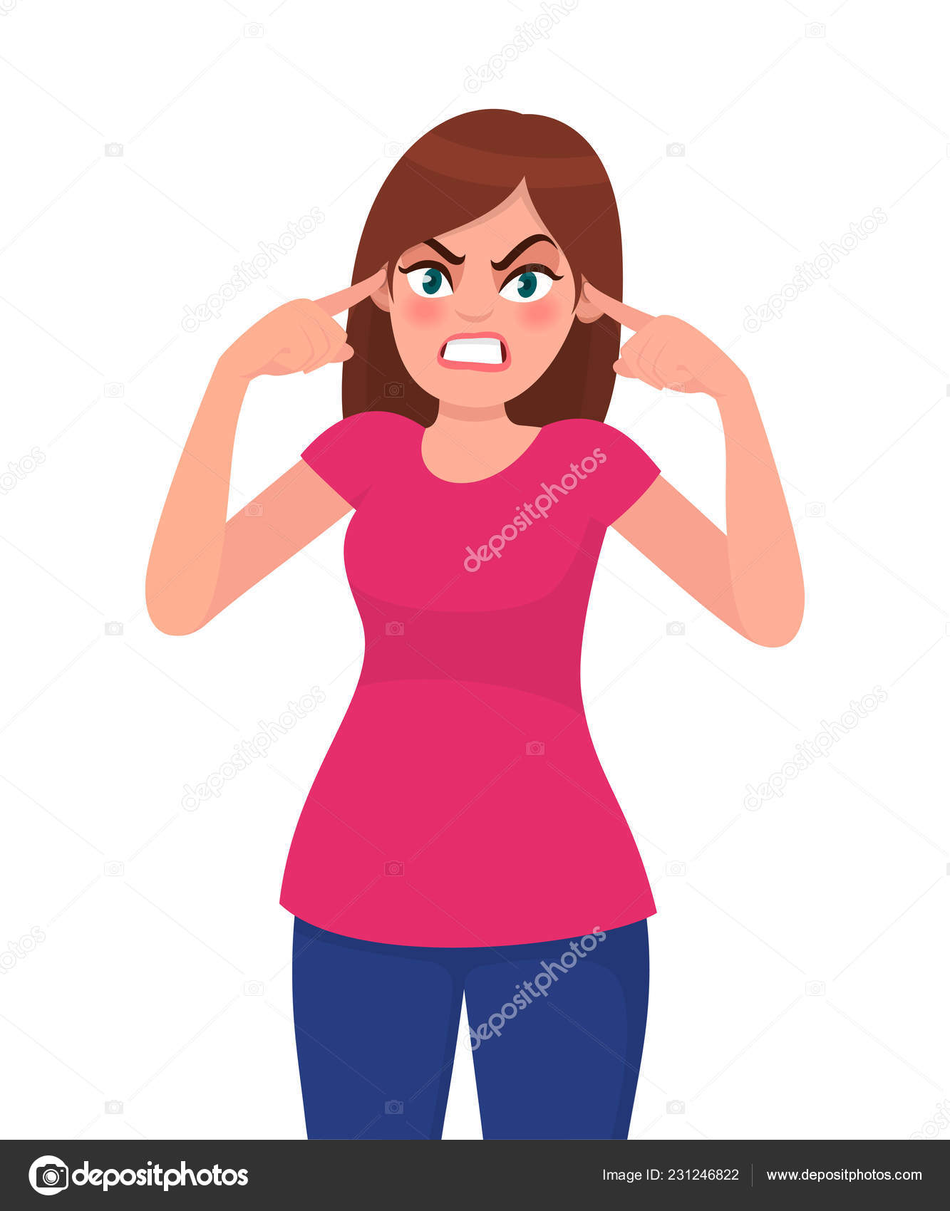 Angry Woman Covering Ears Hands Girl Plugs His Ears His Stock