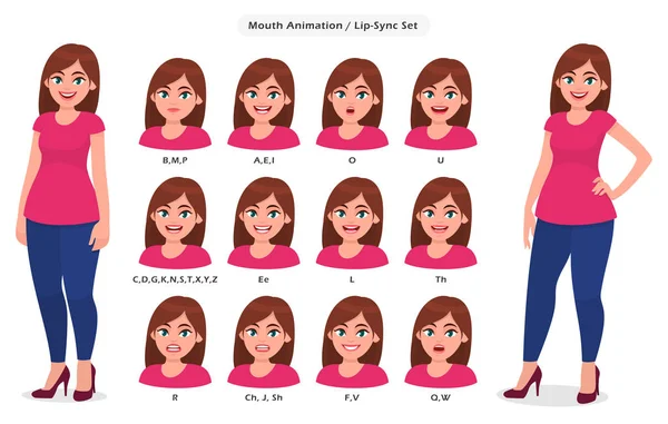 Collection Synchronisation Des Lèvres Pour Animation Réglage Position Bouche Pour — Image vectorielle