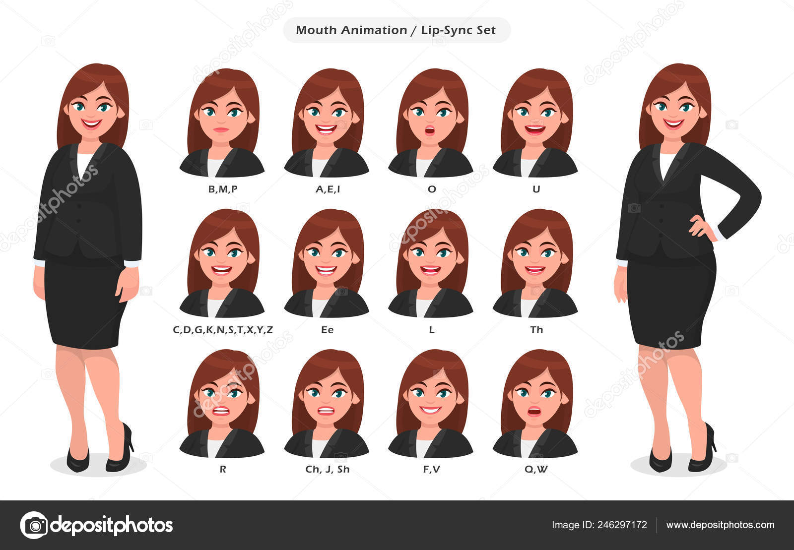 Businesswoman's Lip Sync Animated Phonemes Collection Animation Set Various Mouth Stock Vector Image by ©mathibfa #246297172 Businesswoman's Lip Sync Animated Phonemes Collection Animation Set Various Mouth Stock Vector Image by ©mathibfa #246297172