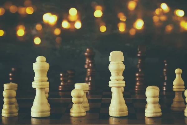 Image Chess Board Game Business Competition Strategy Leadership Success Concept — Stock Photo, Image