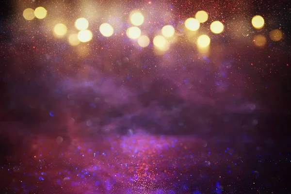 Μωβ Κόκκινο Ροζ Χρυσό Και Μαύρο Glitter Φώτα Φόντο Defocused — Φωτογραφία Αρχείου