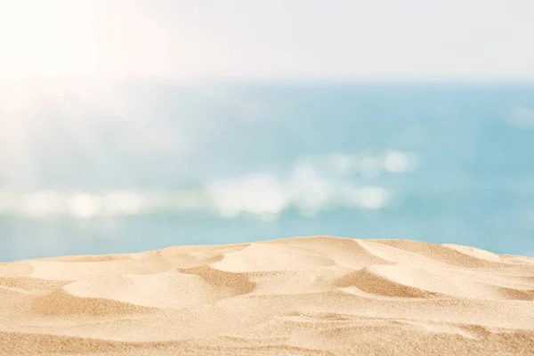 Praia Areia Vazia Frente Fundo Mar Verão Com Espaço Cópia — Fotografia de Stock