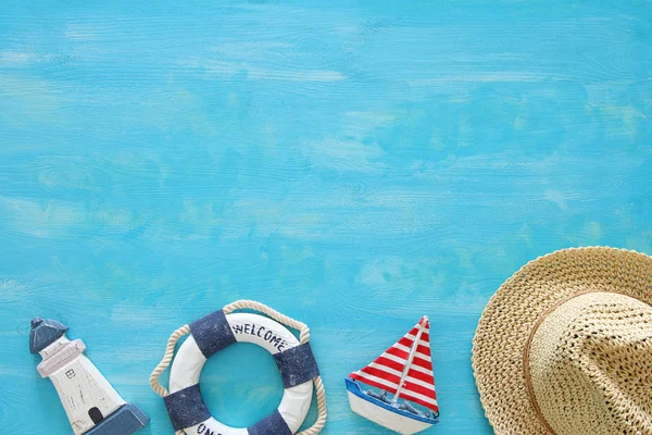 Vacaciones Tropicales Imagen Viaje Verano Con Objetos Estilo Vida Marina — Foto de Stock