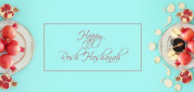 Rosh hashanah (Yahudi Yeni Yıl Tatili) konsepti. Nar radyasyon sembolü