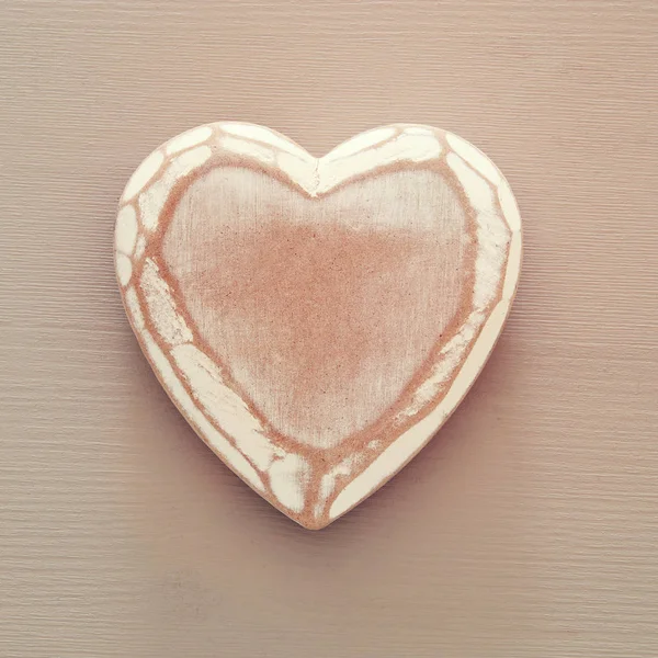 Vinatge Heart Wooden Background Top View Stock Image