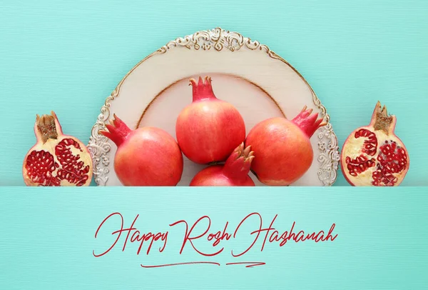 Rosh Hashanah Jewish New Year Holiday Concept Pomegranate Raditional Symbol — Stock Photo, Image