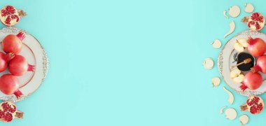 Rosh hashanah (Yahudi Yeni Yıl Tatili) konsepti. Nar radyasyon sembolü