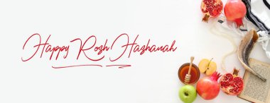 Rosh hashanah (Yahudi Yeni Yıl Tatili) konsepti. Geleneksel semboller