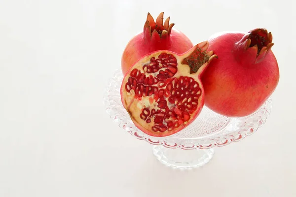 Rosh Hashanah Jewish New Year Holiday Concept Pomegranate Raditional Symbol — Stock Photo, Image