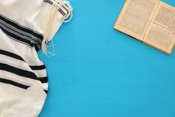 Xale Oração Branco Tallit Símbolo Religioso Judaico — Fotografia de Stock