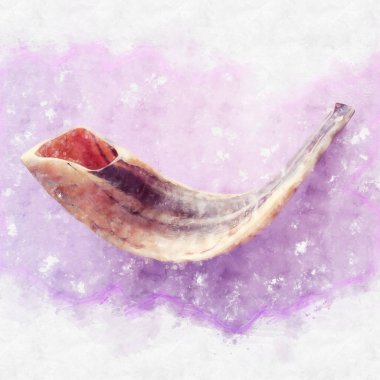 suluboya stil ve Rosh ashanah (Yahudi yeni yıl tatili) kavramının soyut resim. Shofar (Horn) geleneksel sembolü