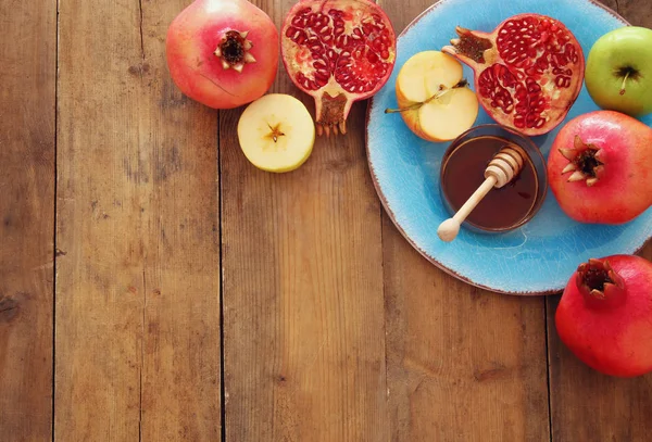 Rosh Hashanah Yahudi Yeni Yıl Tatili Konsepti Geleneksel Semboller — Stok fotoğraf