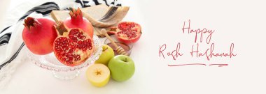 Rosh hashanah (Yahudi Yeni Yıl Tatili) konsepti. Geleneksel semboller