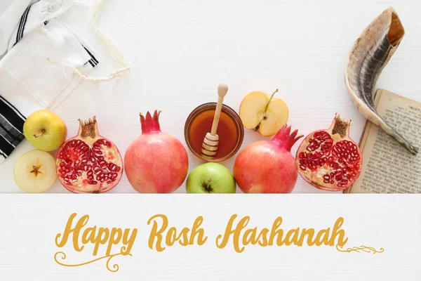 Rosh Hashanah Židovský Nový Rok Dovolená Koncept Tradiční Symboly — Stock fotografie