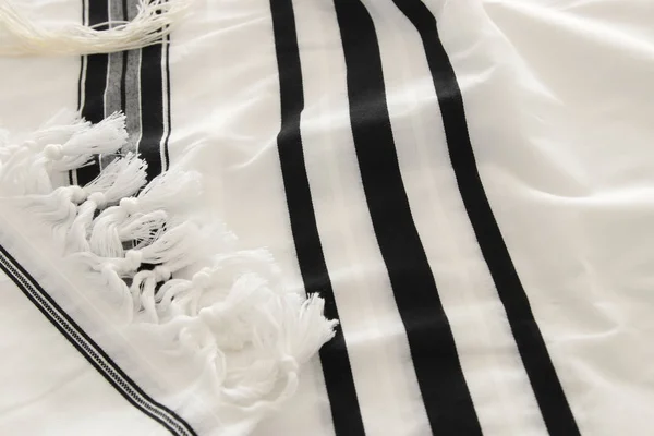 Châle Prière Blanc Tallit Symbole Religieux Juif — Photo