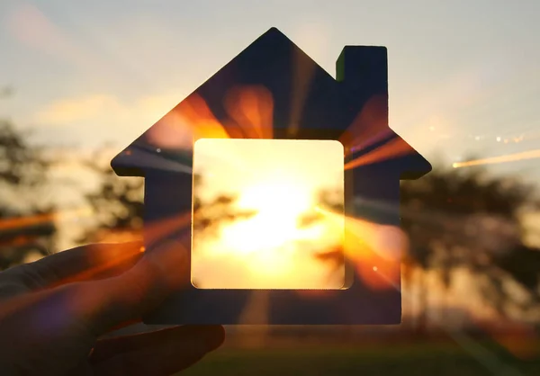 stock image Image of vintage house in the grass, garden or park at sunset light