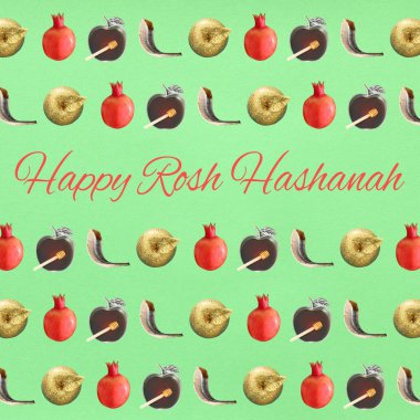 Rosh hashanah (Yahudi yeni yıl tatili) desen kavramı. Geleneksel Semboller