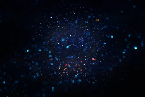 Glitter Φώτα Εκλεκτής Ποιότητας Φόντο Μαύρο Και Μπλε Επικεντρώθηκε — Φωτογραφία Αρχείου