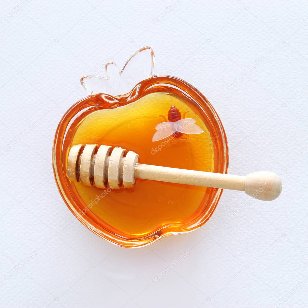 rosh hashanah (jewesh holiday) concept - honey traditional holiday symbol