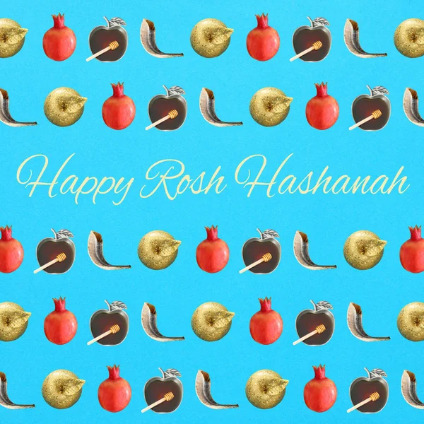 Rosh hashanah (Yahudi yeni yıl tatili) desen kavramı. Geleneksel Semboller.