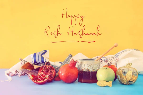 Rosh Hashanah Židovský Nový Rok Dovolená Koncept Tradiční Symboly — Stock fotografie