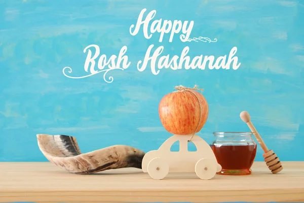 Rosh Hashanah Yahudi Yeni Yıl Tatili Konsepti Geleneksel Semboller — Stok fotoğraf