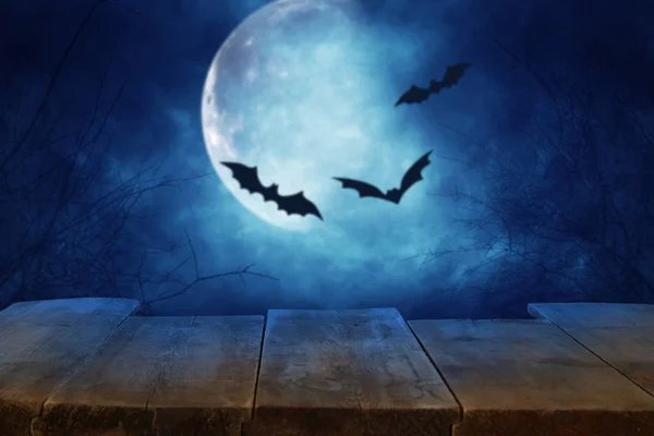 Cadılar Bayramı Tatil Kavramı Korkutucu Puslu Gece Gökyüzü Siyah Yarasalar — Stok fotoğraf