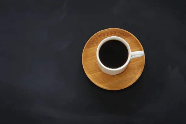 Top View Image Coffee Cup Empty Blackboard Background — Stock Photo, Image